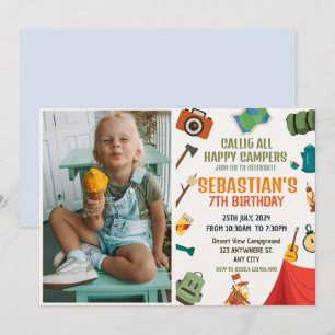 Camping Birthday Party modern kids  Invitation