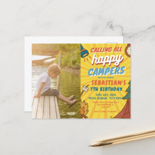 Camping Birthday Party modern kids Postcard