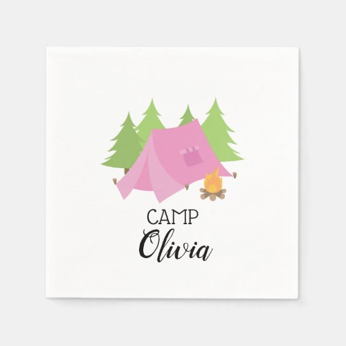 Camping birthday party napkins Glamping