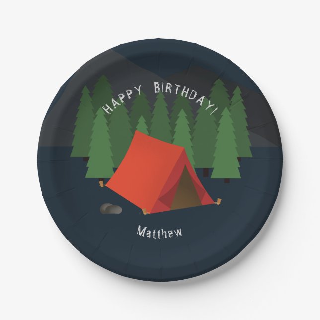 Camping Birthday Party Paper Plates (Front)
