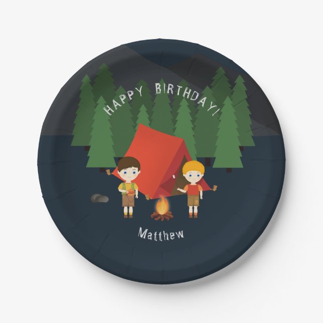 Camping Birthday Party Paper Plates (Front)