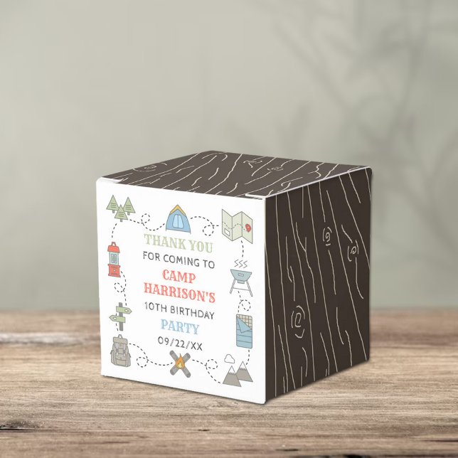 Camping Birthday Party Thank You Favor Boxes (Creator Uploaded)