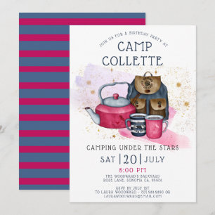 Camping Birthday Party Under The Stars  Invitation