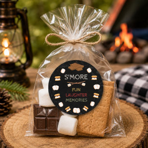 Camping Birthday S'mores Round Favor Stickers