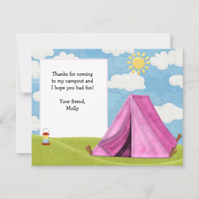 Camping Birthday Thank You Card (Front)