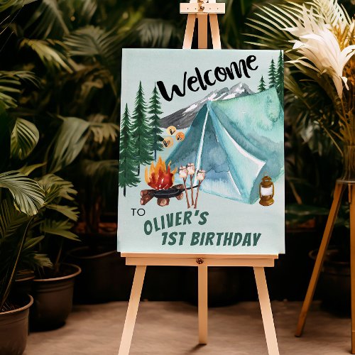 Camping Birthday Welcome Sign