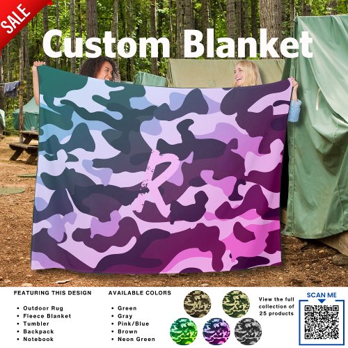 Camping Blanket Camouflage Add Initial Kids Teens