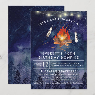 Camping Bonfire Birthday Party Invitation