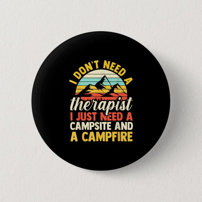Camping bonfire camp life forest camper  button (Front)