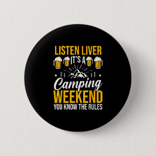 Camping bonfire camp life forest camper button
