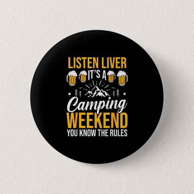 Camping bonfire camp life forest camper  button (Front)