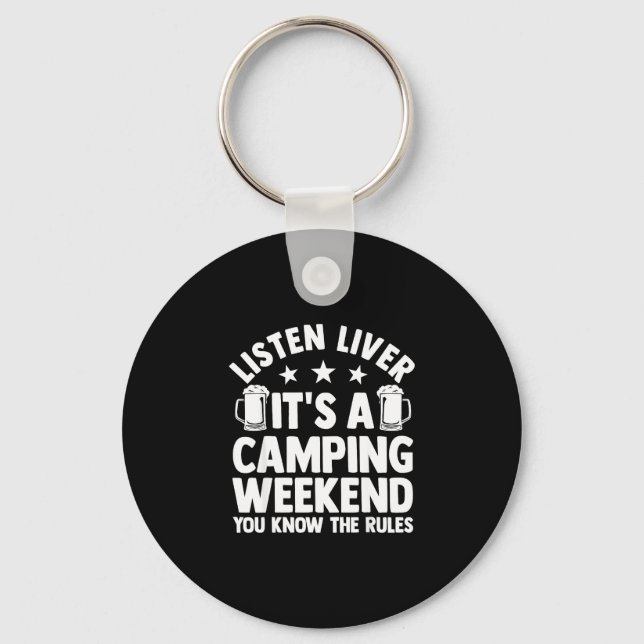 Camping bonfire camp life forest camper  keychain (Front)