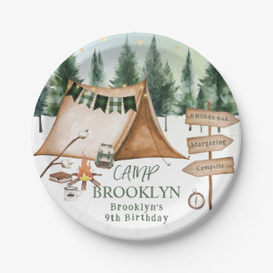Camping Bonfire Campfire S'mores Birthday Outdoor Paper Plates