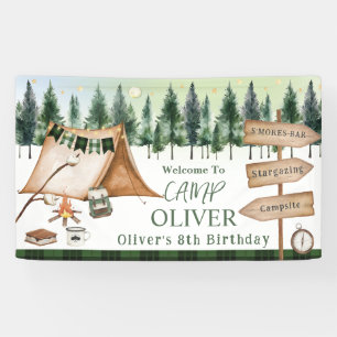 Camping Bonfire Campfire S'mores Outdoor Birthday Banner