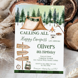Camping Bonfire Campfire S'mores Outdoor Birthday Invitation