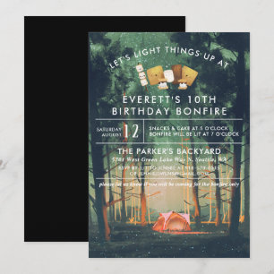 Camping Bonfire S'mores Birthday Party  Invitation