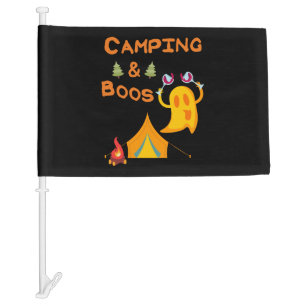 Camping & Boos Ghosts Wine Camping Halloween Car Flag
