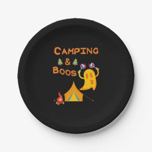 Camping & Boos Ghosts Wine Camping Halloween Paper Plates