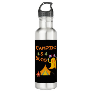 Camping & Boos Ghosts Wine Camping Halloween Stainless Steel Water Bottle