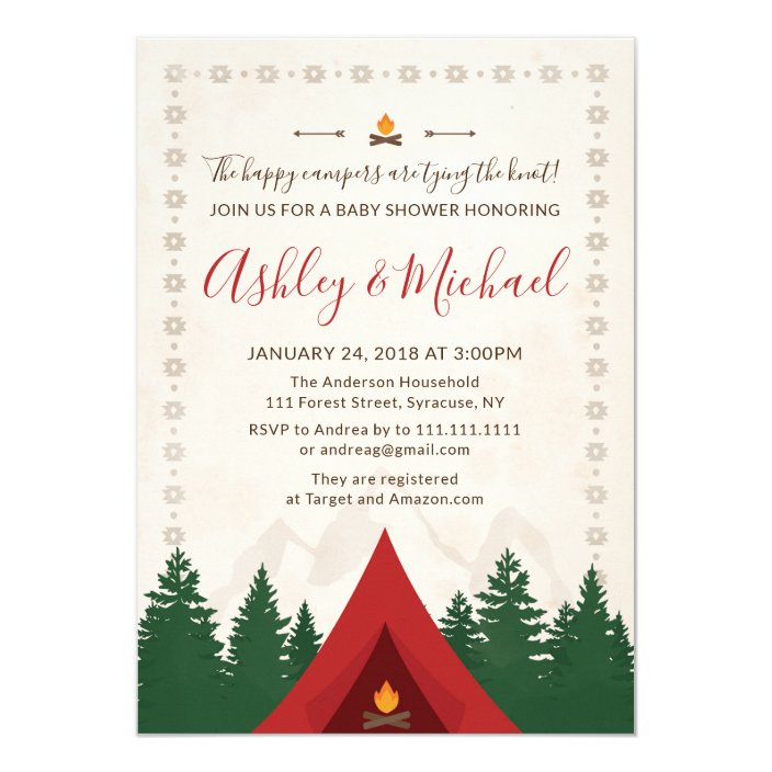 camping themed baby shower invitations