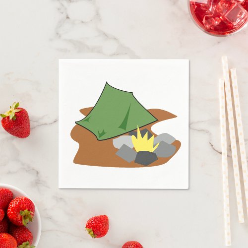 Camping By A Campfire Flames Paper Napkins