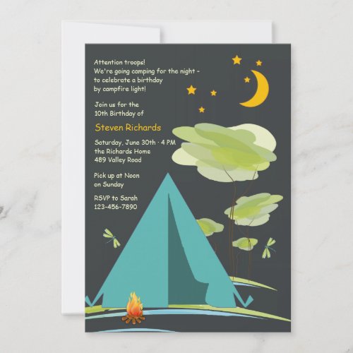Camping by Night Invitation