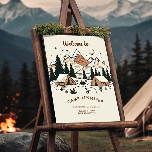 Camping Camp Earthy Bachelorette Party Welcome Foam Board