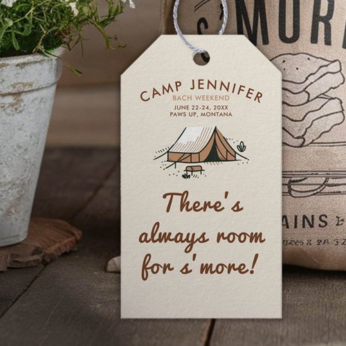 Camping Camp Earthy Bachelorette Smore Gift Tag