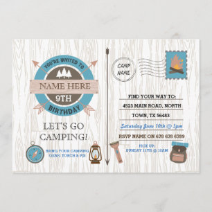 CAMPING Camp Out BIRTHDAY PARTY boys girls invite