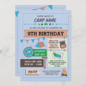 CAMPING Camp Out BUG BIRTHDAY PARTY boys invite (Front/Back)