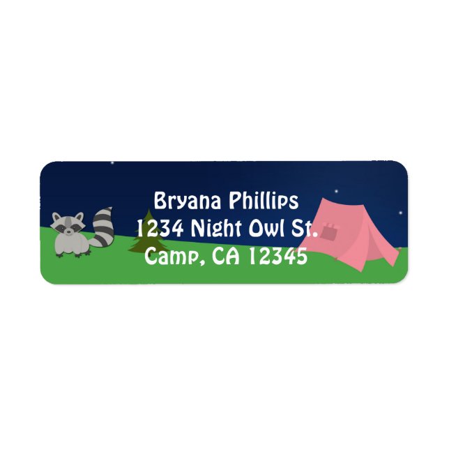 Camping Camp Out Girl Birthday Party Address Label (Front)