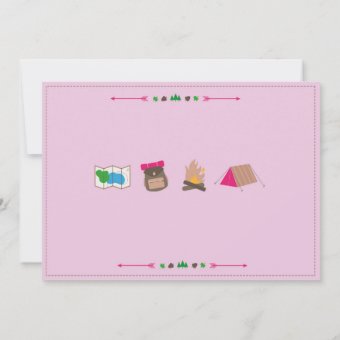 CAMPING Camp Out Photo BIRTHDAY PARTY Girls Pink Invitation | Zazzle