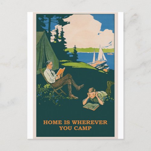 Camping Camp Site Vintage Travel Postcard