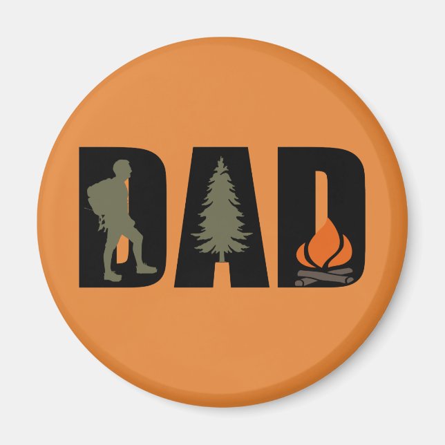 Camping camper and hiking hiker dad magnet (Front)