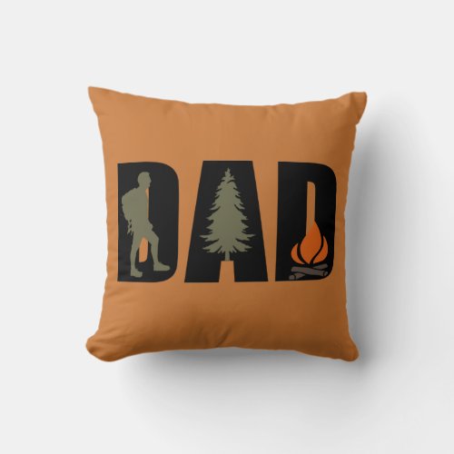 Camping camper and hiking hiker dad throw pillow