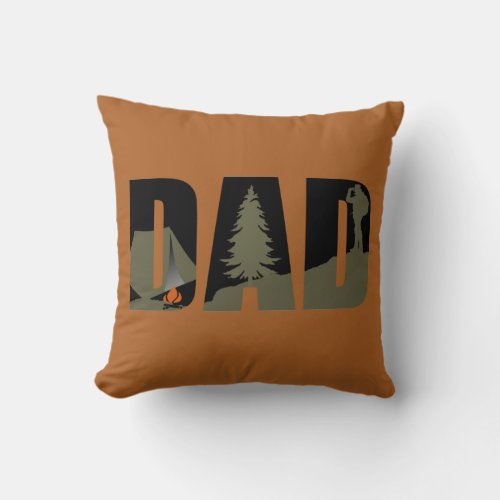 Camping camper and hiking hiker dad throw pillow