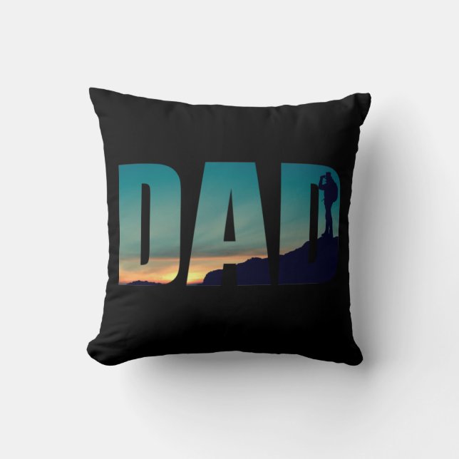 Camping camper and hiking hiker dad throw pillow (Front)