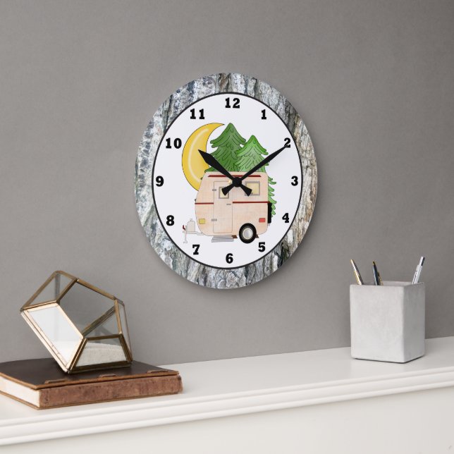 Camping Camper cartoon wall clock (Office)