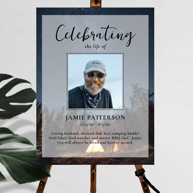 Camping Camper Celebration of Life, Funeral Photo Poster (Creator Uploaded)