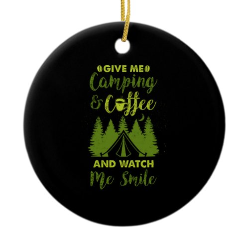 Camping Camper Coffee Gift Ceramic Ornament