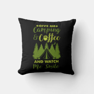 Camping Camper Coffee Gift Throw Pillow