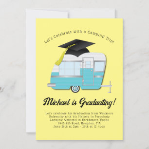 Camping Camper Graduation Party Invitation