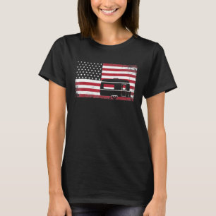 Camping Camper Rv American Flag 4th Of July Patrio T-Shirt