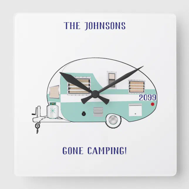 Camping Campers RV Trailer Acrylic Wall Clock Zazzle