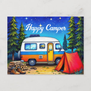 Camping Campervan Watercolor Nature Holiday Postcard