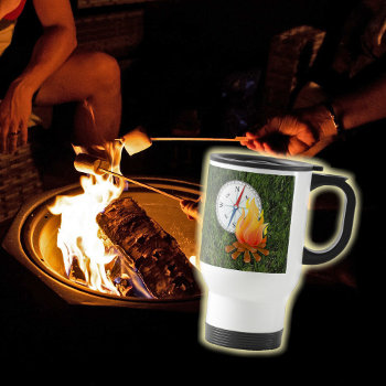 Camping Campfire And Compass Design Personalize  Travel Mug by lloydzlenz at Zazzle