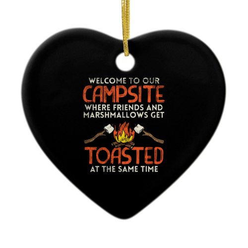 Camping Campfire and Marshmallows Ceramic Ornament