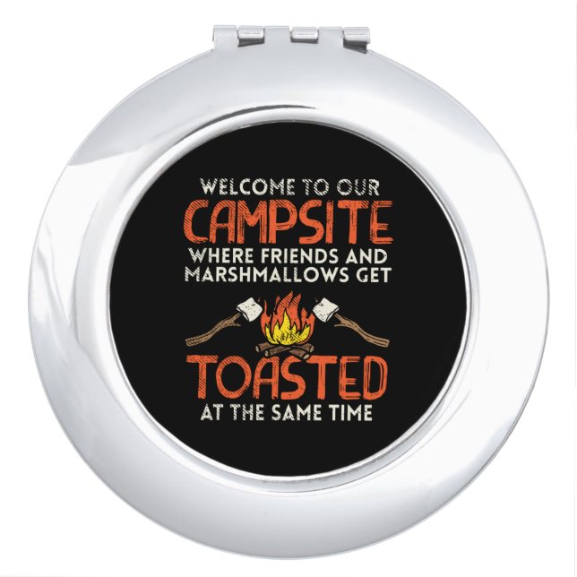 Camping Campfire and Marshmallows Compact Mirror (Front)