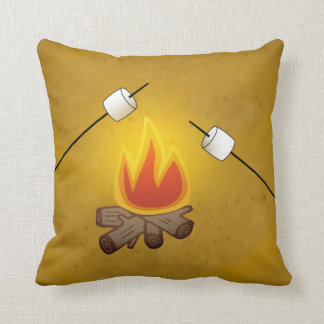 Camping Campfire and Marshmallows Throw Pillow