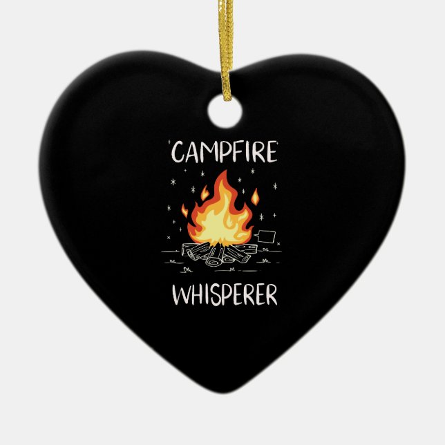 Camping Campfire Ceramic Ornament (Front)